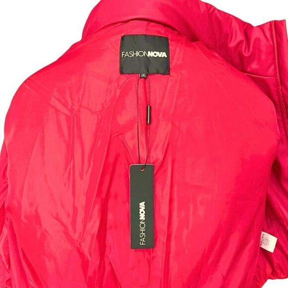 FASHION NOVA NWT Vixen faux leather puffer jacket in Red Size L - Picture 6 of 7